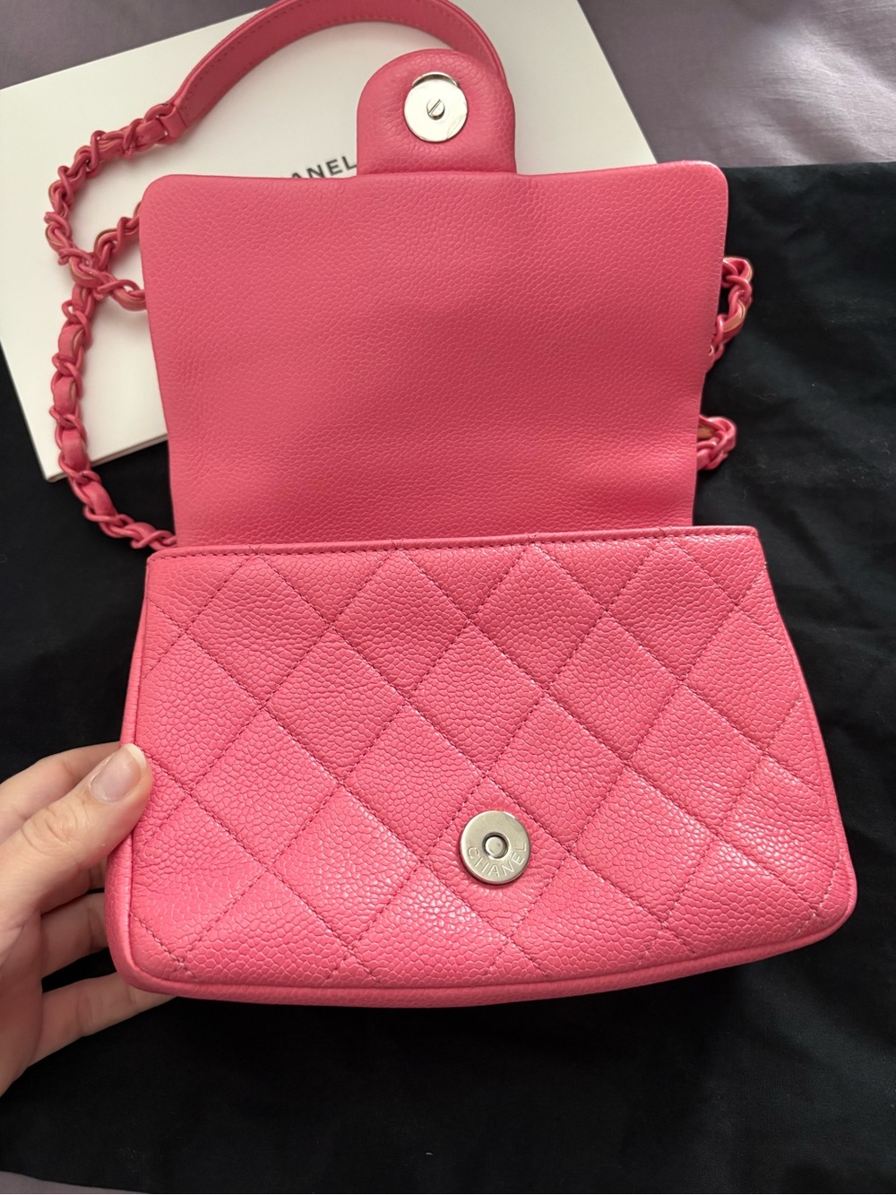 CHANEL Caviar Quilted Mini Incognito Square Flap Pink GUC - Picture 12 of 13
